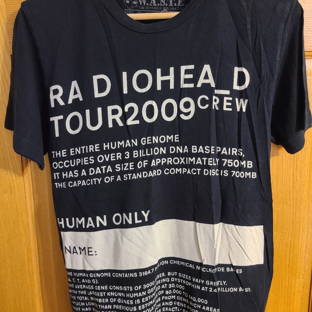 Vintage Authentic Radiohead W.A.S.T.E.  2009 Tour T-Shirt Mens Size Medium